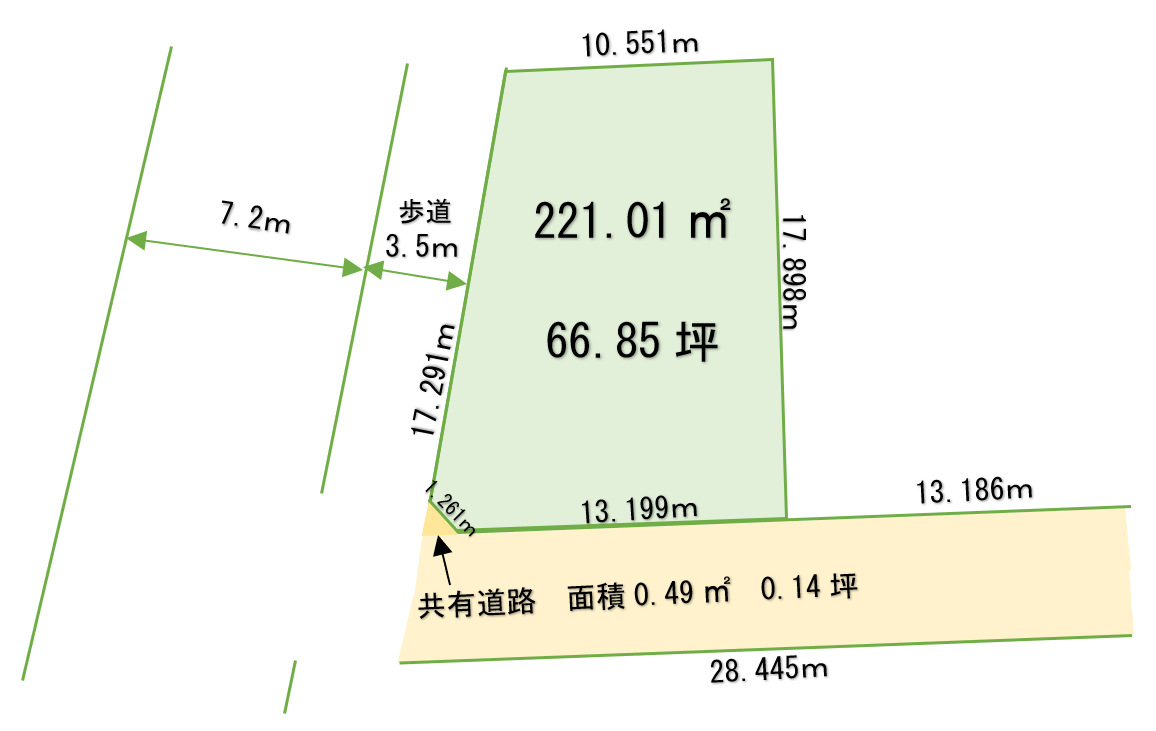 茂呂小（一中）　土地面積:221.01平米 ( 66.85坪 )　