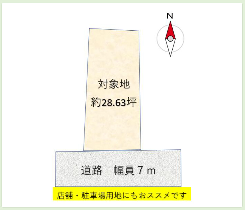 北小（三中）　土地面積:94.67平米 ( 28.63坪 )　